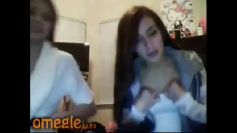 Omegle - two brunette girls having fun with each other.mp4