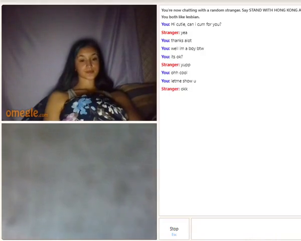 Horny omegle teen cums twice to huge cock