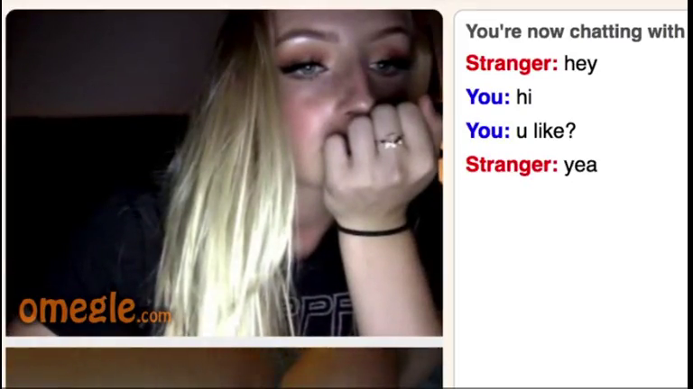Cute Blonde Omegle Girl Rubs her Perky Tits