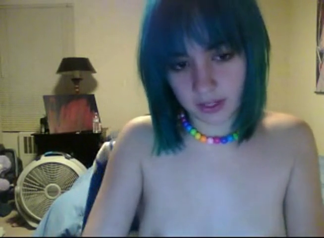Cute Blue-Haired Webcam Girl Bating Her Pussy